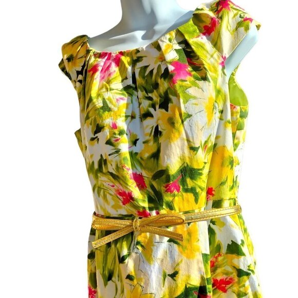 789) Spense Green, Yellow Flower Casual Dress size 8 - Picture 1 of 6